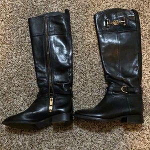 Tory Burch black leather riding boot. Size 5.